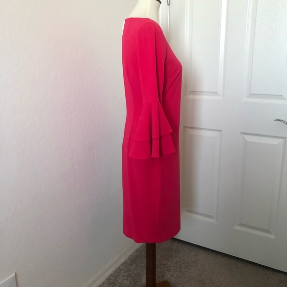 Calvin Klein Scuba Crepe Tiered Bell Sleeve Dress - Picture 7 of 10